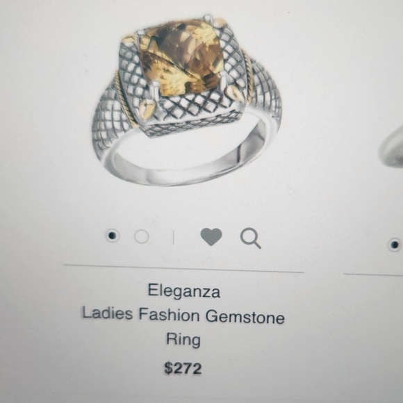 ELEGANZA Smoky Quartz, Diamonds, 925 Silver, 18K Gold ring, size 6, preloved - Picture 8 of 8